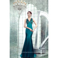 JC24 Wholesale Cap Sleeve V Neckline Beaded Sheath Emerald Green Evening Dress